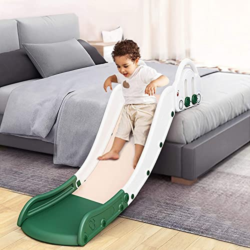 Kids Sofa Slide Climbing Slide for Bed Toys for Kids Playing Home Easy to Assemble The Lengthen Board Playset for Having Fun (White + Green)