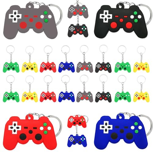 Acuiwer Schlüsselanhänger für Cartoon Mitgebsel Kindergeburtstag Party Geschenke Schlüsselanhänger Kinder Geburtstag Mitgebsel Gefälligkeiten Schulanfang (Games-24pcs)