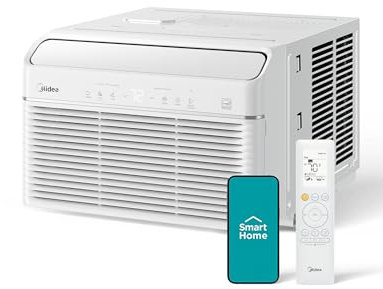 Midea 8,000 BTU Smart Inverter Air Conditioner Window Unit with Heat and Dehumidifier – Cools up to 350 Sq. Ft., Energy Star Rated, Quiet Operation, Electronic Controls, Remote Control, White