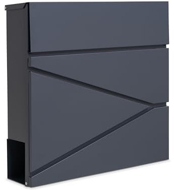 Assorted Collections Buzón de Pared con Soporte para periódicos, buzón de Correo con Cerradura y 2 Llaves, diseño Moderno, fácil de Instalar 37x10.5x37 cm (Gris)