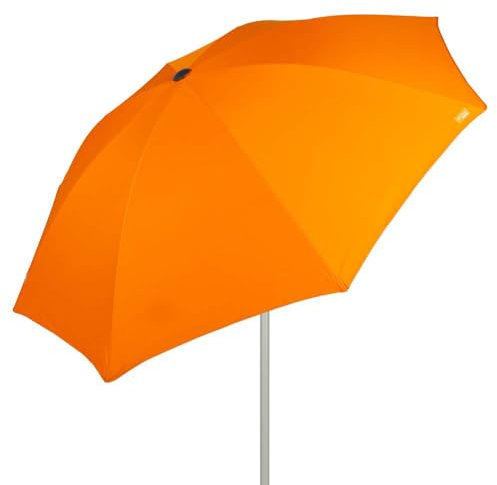 AKTIVE Grand Parasol de Plage, 220 cm, Couleur Orange, Mât en Acier, Inclinaison et Hauteur Réglables, Tissu Polyester, Protection UV50, Grands Parasols