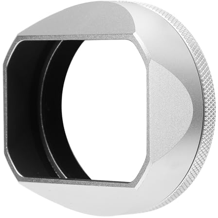 LH X54 Fyrkantig Metall Motljusskydd, Metall Kamera Motljusskydd med Linsskydd, Fyrkantig Motljusskydd Ersätter för X100VI X100V X100F X100T X100S X100 X70, Silver