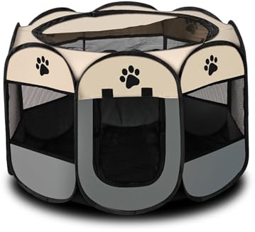 Portable Pet Playpen Small Dog Cat Pet Pen Foldable Pet Carrier Tent for Rabbit Hamster (grey, 73 * 73 * 43cm, 8)