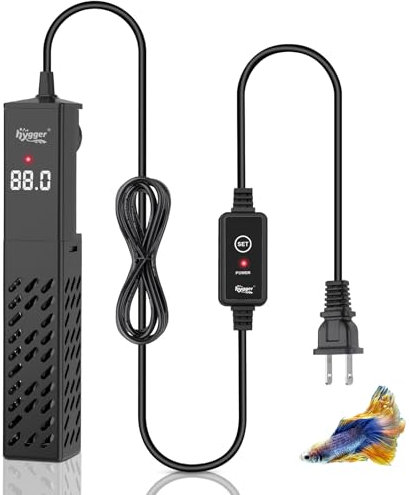 hygger Upgrade Ceramic Aquarium Heater, 100W Digital Fish Tank Heater with Automatic Power-Off and Over-Temperature Protection, Energy Saving Submersible Aquarium Heater for Freshwater and Saltwater
