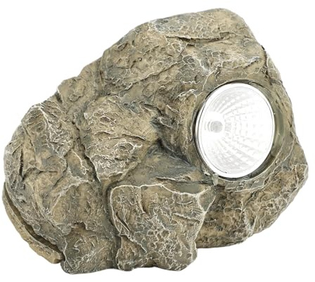 Fake Rock Key Hider,Hide a Key Outside Fake Rock Key Box Resin Simulated Stone Spare Key Holder Box with Solar Light Fake Rock Key Hider for Outdoor Garden Yard
