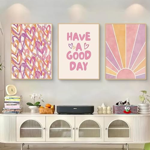 3er Aura Rosa Premium Poster Set - Ästhetische Kunstdrucke mit Inspirierenden Zitaten - Moderne Wandbilder für Schlafzimmer Deko (21x30 cm, #01)