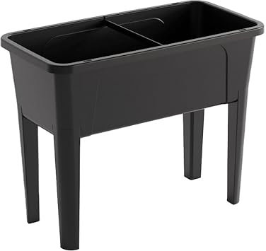 simpa XL Raised Bed Plastic 76cm Trough Planter Long Pot - 76.3cm (L) x 59.8cm (H) x 38.9cm (D) (Black)