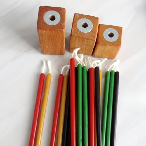 Artistry Home Set di candele coniche in cera d'api, altezza 20 cm, confezione da 20 pezzi con supporti in legno, naturale, rosso, verde, nero