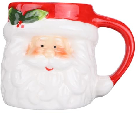 UKCOCO Weihnachtstasse, Keramik Tasse & Kaffeebecher: Mit 3D Weihnachtsmann Design für Heiße/Kalte Getränke - Ideal als Geschenk, Deko für Weihnachten, Kinder, Erwachsene und Büro