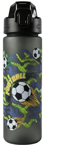 MHwan Vattenflaskor för barn, 700 ml, lämplig för kolsyrade drycker, BPA-fri, enknappsöppning, lätt att rengöra, vattenflaska med stor kapacitet, perfekt för skolan (fotboll)