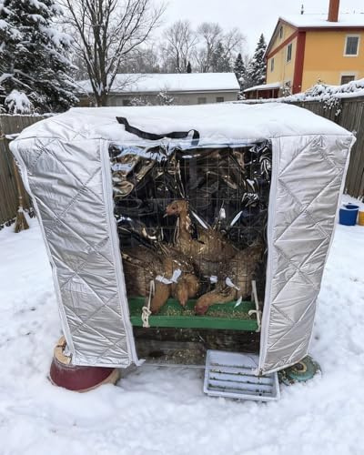 Insulated Chicken Coop and Dog Cover with Transparent Doors and Windows for Winter Protection