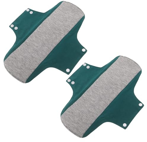 Hohopeti Compresas de Tela Reutilizables para Maternidad 2 Unidades Ultrafinas Lavables Verde Oscuro 22x28 Cm para Incontinencia Posparto Cuidado Nocturno y Uso Doméstico