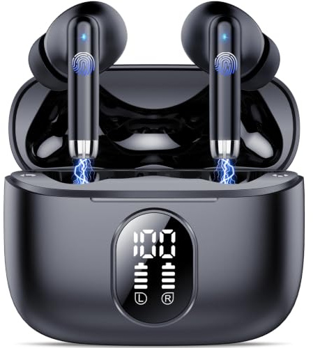 QXQ Cuffie Bluetooth, 2026 Nuovo Auricolari Bluetooth 5.4 Hi-Fi Stereo con 4 ENC Mics, 40 Ore Mini Cuffie Wireless Cancellazione Rumore Cuffiette Bluetooth, Cuffie Senza Filo per Android/iOS, Nero