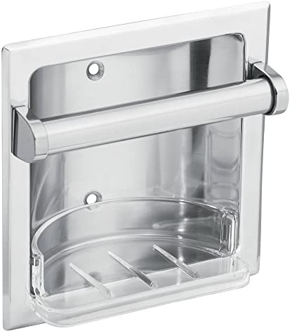 Moen 2565CH Donner Commercial Soap Holder with Grab Bar, Recessed Mount, Chrome