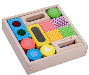 EverEarth Blocs de construction d'exploration colorés pour jouer en toute sécurité - Pierres d'exploration adaptées aux enfants en bois durable avec boîte de rangement pratique - Briques EE33911