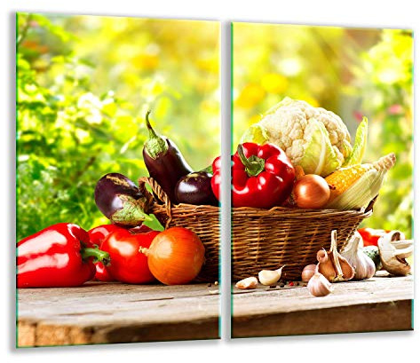 QTA | Herdabdeckplatten Set 2x30x52 cm Ceranfeld Abdeckung Glas Spritzschutz Abdeckplatte Glasplatte Herd Ceranfeldabdeckung Gemüse