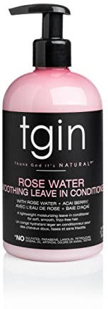 tgin Rose Water Smoothing Leave-In Conditioner for Natural Hair - Protective Styles - Curls - Waves - Detangler - Great for low porosity hair - Fine hair