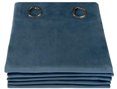 Moondream DecibelControl™ Rideau Anti-Bruit 3en1 | Isolation Phonique | Thermique Hiver+Été | 100% Occultant | Technologie Brevetée | Fabrication UE | Velours | Oeillets | Bleu MC56 | 130L x 260H cm