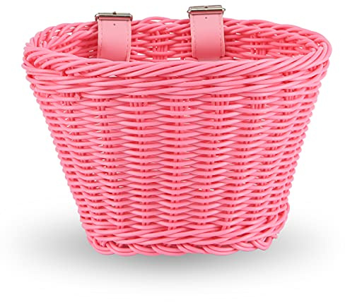 EIRONA Cesta de Manillar de Bicicleta EIRONA para Bicicleta Infantil, Bicicleta de Equilibrio, Scooter, Triciclo, Almacenamiento de Bicicletas con Pegatina de Bricolaje, Rose...