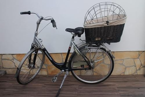 Marcus Weidenhandel Hundefahrradkorb für Gepäckträger XXL mit Stoffbezug innen und Gitter Hundetransportkorb Fahrradkorb Gepäckträgerkorb Einkaufskorb