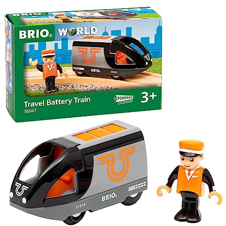 BRIO World 36047 Orange-schwarzer Reisezug | Batteriebetriebener Spielzeugzug für Kinder ab 3 Jahren