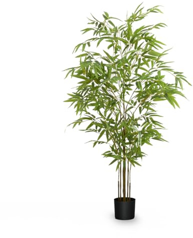 MAIA SHOP Bambú Artificial 150 cm Minimal – Planta Artificial Realista con Cañas y Hojas Ajustables, Árbol Decorativo para Hogar, Oficina y Proyectos de Interiorismo