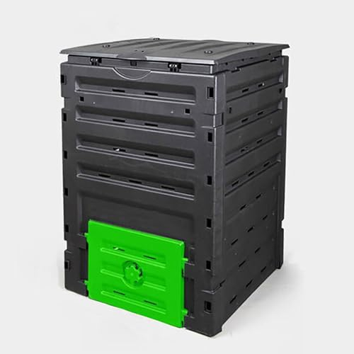 Gtzly Compostador Jardin de 450 litros, Compostador para Exteriores con Gran Capacidad Y FáCil Montaje, Barril de Abono para Una RáPida CreacióN de Suelo FéRtil