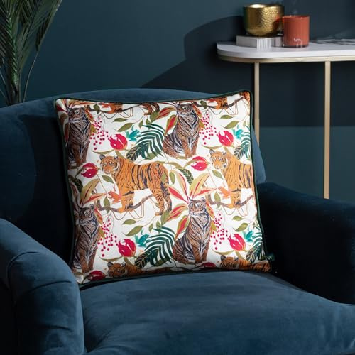 furn. Wylder Kali Jungle Tigers Piped Feather Rich Filled Cushion