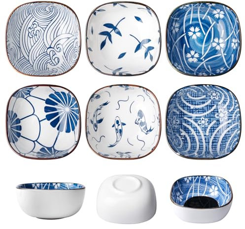 BORDEAG 6 Piezas Cuencos De Cerámica, Cuencos Aperitivos, Cuencos Para Salsa Cuencos Aperitivo Cuencos Para Aperitivos Tazones Para Salsa Bol Ceramica Para Sushi Salsas Postres Aperitivos