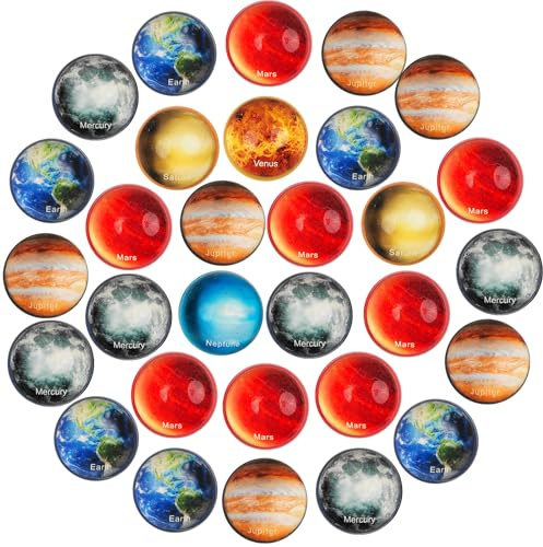WYTNB Lot de 30 petites boules rebondissantes en caoutchouc, fabrication soignée, colorées, rebondissantes, cadeau à thème planétaire, cadeau cosmique léger de 32 mm, cadeau cosmique pour prix
