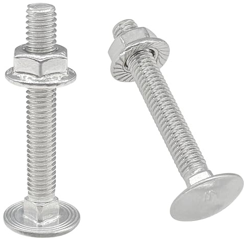 12 Sets of Carriage Bolt – 304 Stainless Steel Coach Bolts with Flanged Hex Nuts (M6 x 40mm)