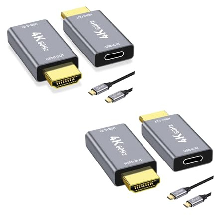 USB C to HDMI Adapter with 3.3FT USB C Video Cable, 4K@60Hz USB Type C Female to HDMI Male Converter, Support 4K@60Hz 2K@120Hz HDR 3D Thunderbolt 3/4 to HDM-I for i-/Phone 17, MacBok, Galaxy - 2 Pack