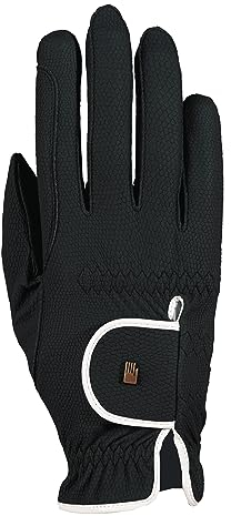 Roeckl Sports Reithandschuh LONA, Ladies Sommer Handschuh, Schwarz/Weiß 7.5