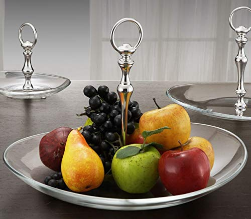 Alzata in Vetro per Dolci e Frutta con Manico in Metallo Placcato Argento cod.5021442 cm 40x36x28h by Varotto & Co.