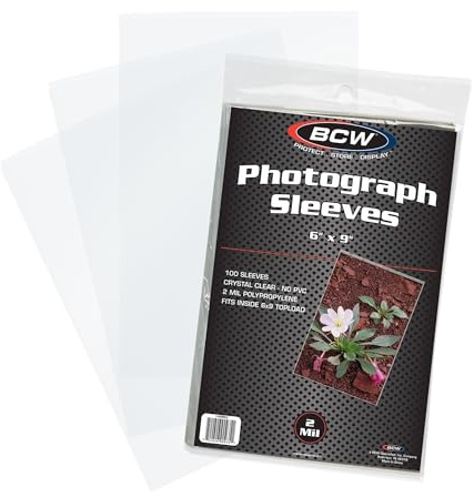BCW 6x9 Photo Sleeves - 100 ct | Acid-Free, No PVC | Crystal Clear Polypropylene | Archival Storage for 6x9 Photos & Postcards