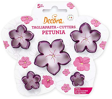 Decora 0803026 KIT 5 Coupe-PÂTE PÉTUNIA, Plastique, Violet