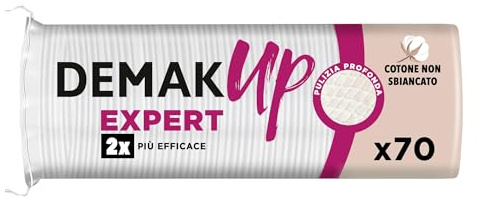 Demak'Up Expert 70 Dischetti Struccanti, fibre di cotone non sbiancate, 1 confezione