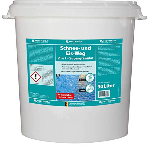HOTREGA Taugranulat Schnee- und EIS-Weg 30 Liter | Salzfreier Enteiser für Hof, Einfahrt & Rampe | Streumittel tiefenwirksam bis -50°C