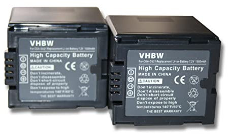 2 x Batterie VHBW 1500mAh per Videocamera Panasonic VDR-D100, VDR-D150, VDR-D160, VDR-D220, VDR-D250, VDR-D300, VDR-D310, VDR-M30, VDR-M50