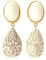 Sehr leichte große Ohrstecker Ohrringe vergoldet Stein beige Anhänger Tropfen Ornamente Braut Hochzeit Fashion Fest Tracht Geschenk Designer JUSTWIN