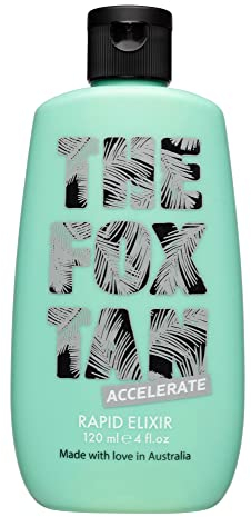 The Fox Tan - Rapid Tanning Elixir, Vegan, Alle - Bräunungsbeschleuniger ohne Selbstbräuner, Lotion für Gesicht und Körper, für Sonne und Solarium, 120 ml