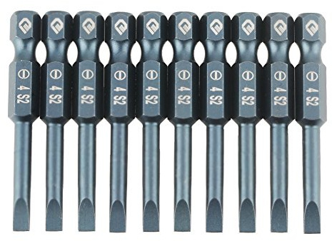 Juego de 10 Puntas de Destornillador Ranuradas de 50 mm, Cabeza Plana Magnética, Vástago Hexagonal de 1/4 Pulgadas, Acero de Aleación S2, 6,3 X 50 X Sl4 mm