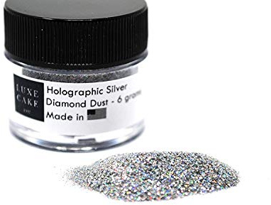 SILVER HOLOGRAM Luxury Diamond Dust, 6 grams for Cakes, Cupcakes, Cookies, Icing, Chocolate Wedding Party Baking Cupcake Cookie Ice Cream Decoration Supplies