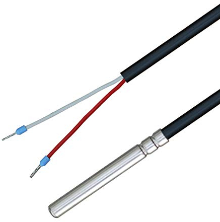 iOVEO 035HP02202 - PT1000 Temperaturfühler mit PVC-Leitung bis 105°C, Temperatursensor, Speicherfühler, Fühler, Heizung, 2 Meter