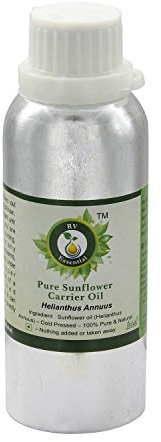 Olio girasole | Helianthus Annuus | Olio seme girasole | Per capelli | Per cucinare | Per viso | Non raffinato | 100% naturale puro | Pressato a freddo | Sunflower Oil | 630ml | 21oz By R V Essential