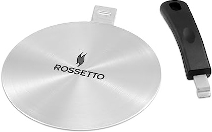 ROSSETTO Disco adattatore per piastra a induzione Diffusore di calore con manico staccabile per caffettiera in acciaio inox (14cm)