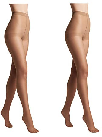 Conte elegant SOLO 40 DEN Lot de 2 Collants Semi-Mat pour Femmes Résistants - Collants Fins et Lisses avec Culotte Marquée - Marron taille 6