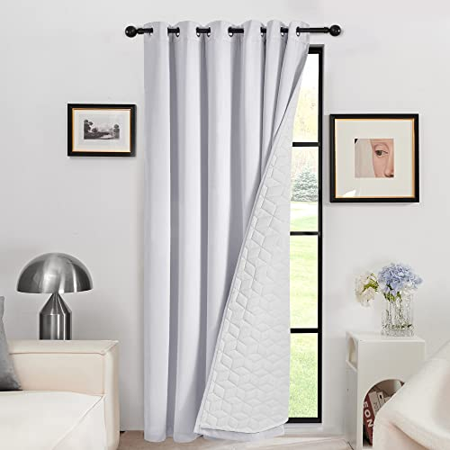 Deconovo Cortinas Termicas Aislantes Frio Dormitorio Decoración Ventanas para Habitacion Moderna con Ollaos 1 Pieza Cortina Divisoria, 200x260cm Gris Perla