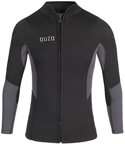 Wetsuit Top 3mmWetsuit Jacket Men Front Zip Long Sleeve Diving Suit for Swimming Surfing Snorkeling Kayaking Scuba Diving TS3005-XXL