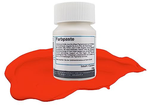 DD Composite Farbpaste RAL-Töne Pigment hochpigmentiert für Kunstharz Epoxidharz Resin kräftig deckend, Farbe:RAL 2004 reinorange, Gewicht:100g